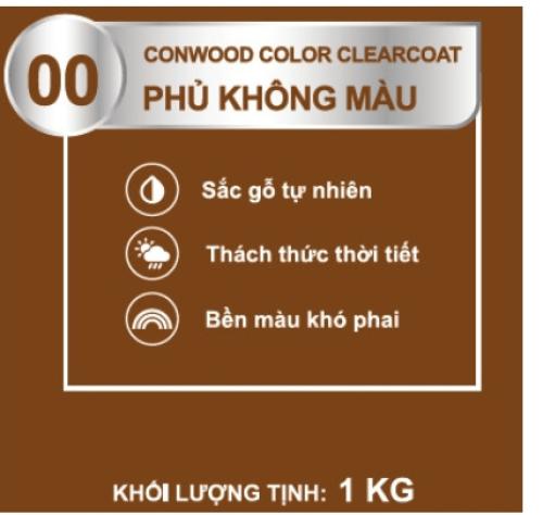 CONWOOD COLOR CLEARCOAT 00 PHỦ KHÔNG MÀU 1KG
